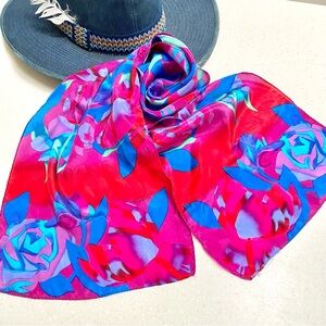 List Clairbourne SILK vibrant boho scarf wrap w gardenia country prairie vibe